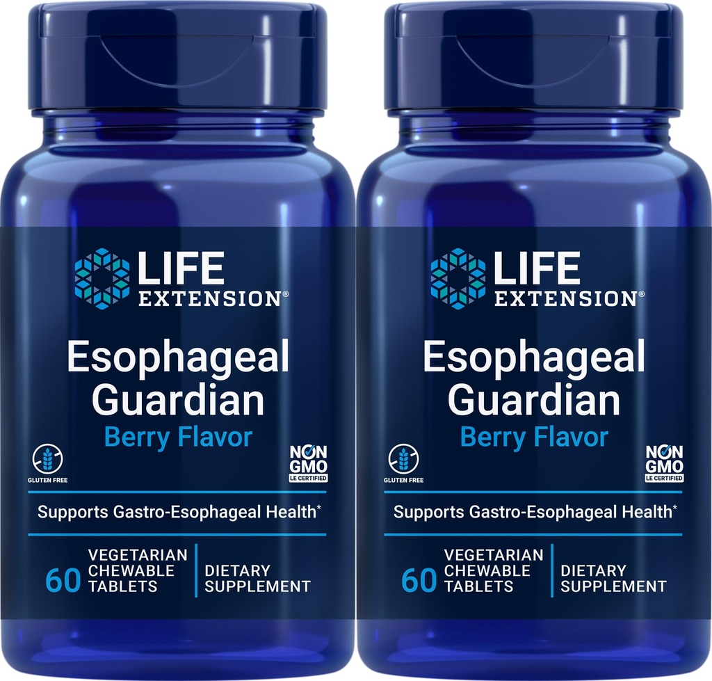 Life Extensie Esofagian Guardian, 60 Vegetarian Chewable Tablets (Pachet de 2)