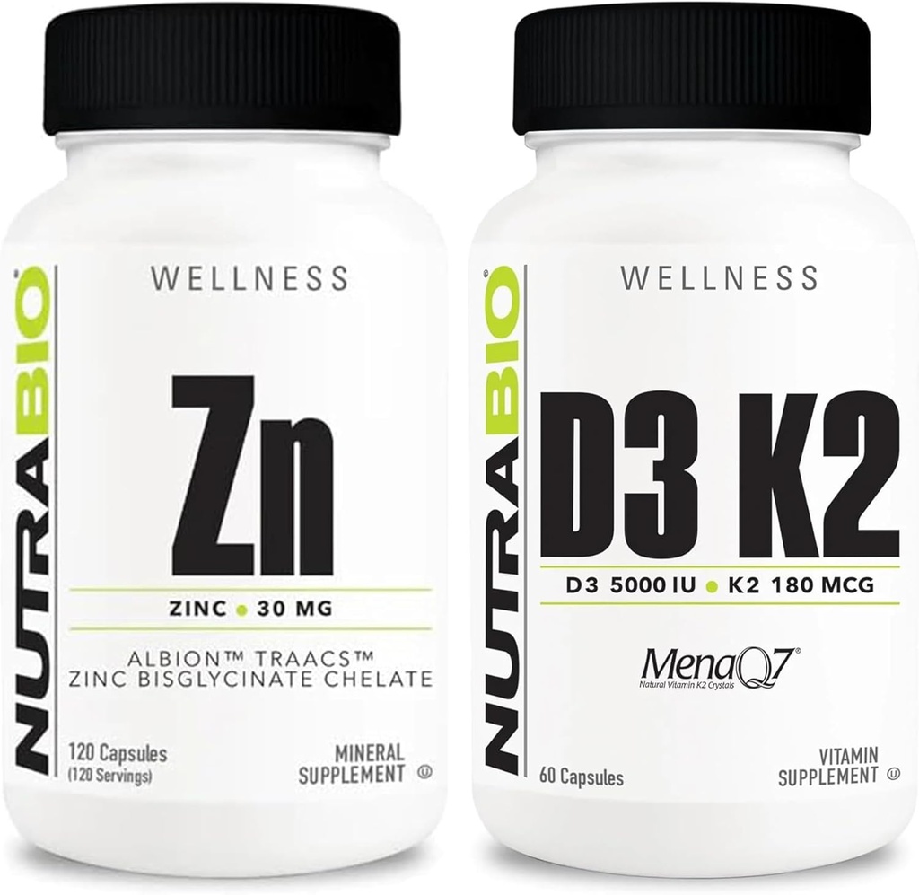 NutraBioZin Chelat și vitamina D3 K2 Supliment mineral Bundle 