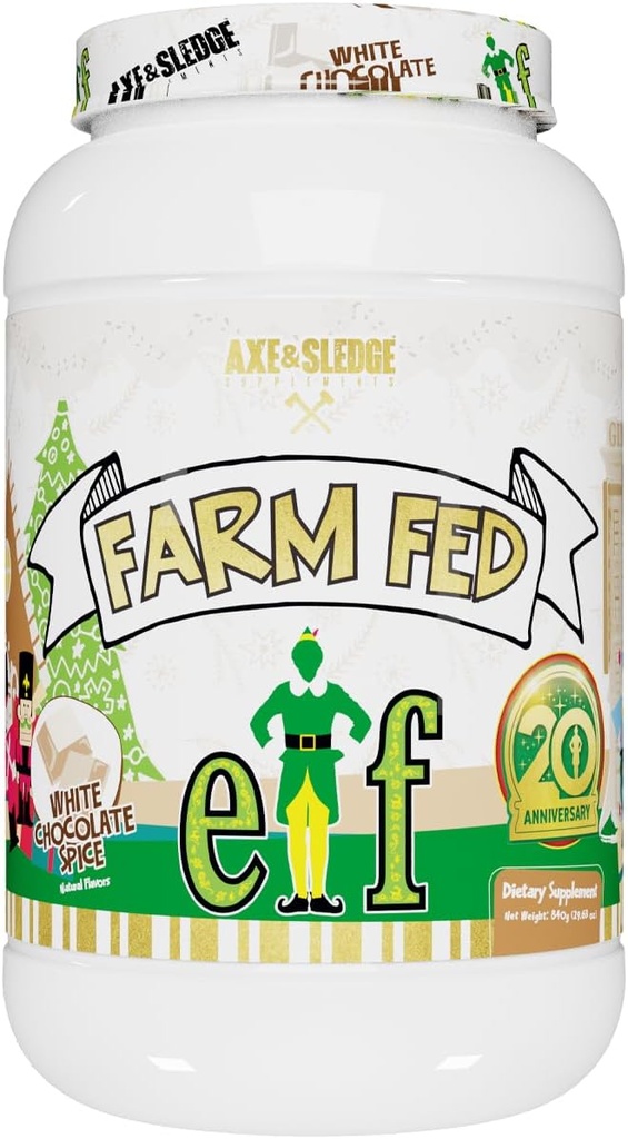 Axe & Sledge Farm Fed 100% Whey Proteine Izolate cu enzime digestive (ELF White Chocolate Spice - 22G)