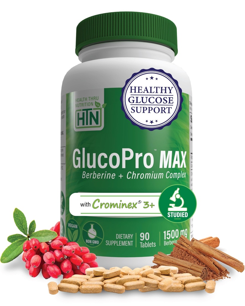 Sanatate Thru Nutritie GlucoPro Max - cu 1.500 mg Berberine, Chrominex + Chromex, si 1.000 mg Clash 