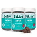 Gume de biotin viu - piele, unghii si vitamine de par cu A, C, D, E, B12, Zinc, Folate & Inositol, Suplimentul de biotina pentru anti-îmbătrânire, Energie & Colagen Boost, Multivitamine Gummies - Strawberry 3 Pack