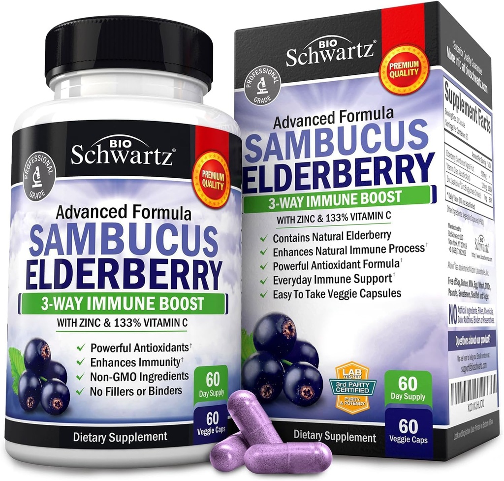 BioSchwartz Elderberry Capsule 60 Număr + Probiotic 40 Miliarde CFU 60 Conte Bundle
