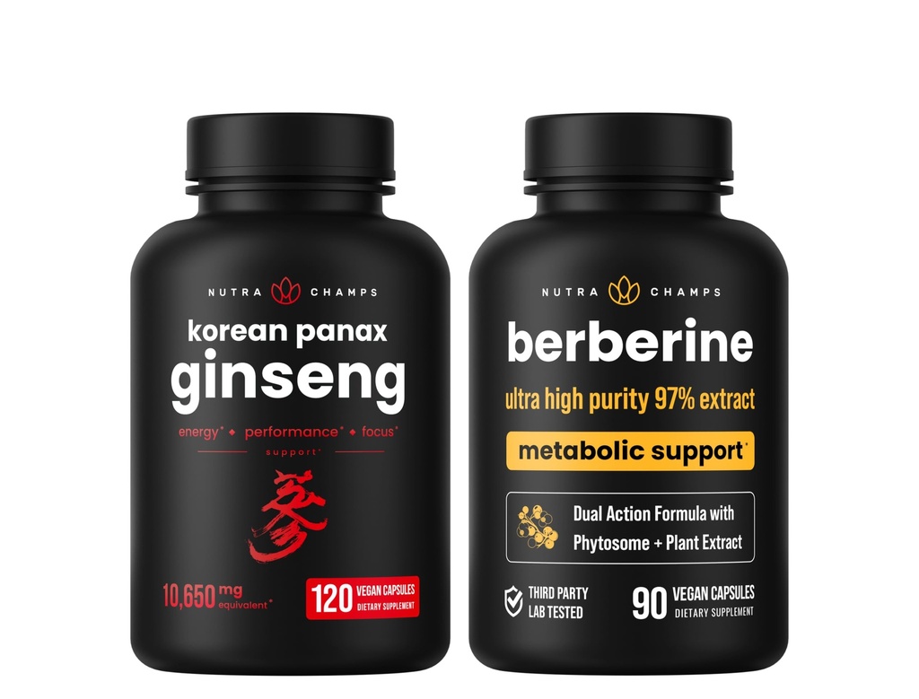 NutraChamps Energie și suport metabolic: Ginseng & Berberine Duo