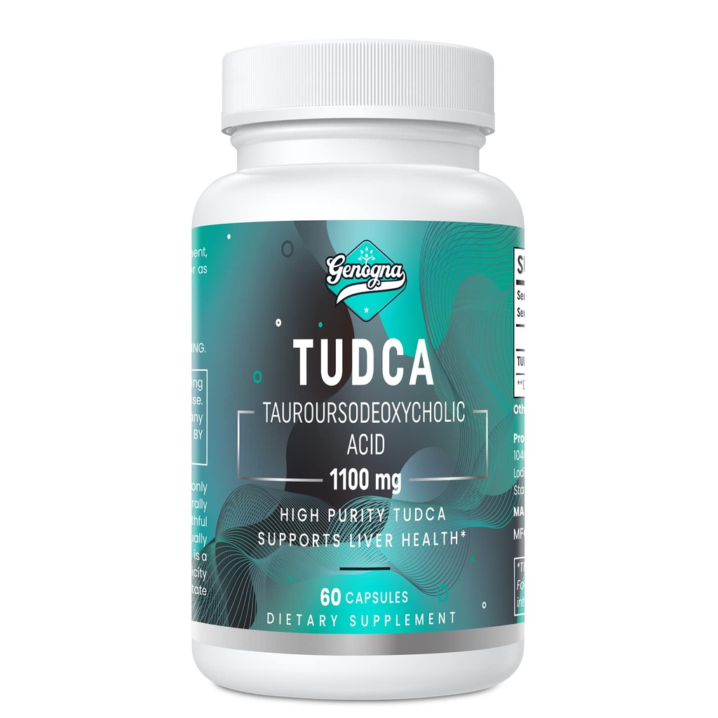 TUDCA 1100mg-Liver Supplement de suport pentru dezintoxicare curata, apă-Soluble Bile sare cu gust puternic Bitter, 60 Vegan capsule, non-GMO, Gluten-Free