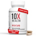 10X Health Focus Rhodiola Rosea - Suplimente pe creier pentru memorie şi concentrare - 60 Capsule Focus Supliment, Supliment de memorie pentru sănătatea creierului cu Ginkgo Biloba, Huperzine A - Capsulele Ginkgo Biloba