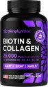 Biotina si Colagen Suplimente cu Keratina 25000 mcg - Hair Skin & Nails Vitamine cu Colagen Keratina B Complex - Made in USA - Biotina pentru cresterea parului Femeile si barbatii suporta pielea si unghiile, 60 capsule