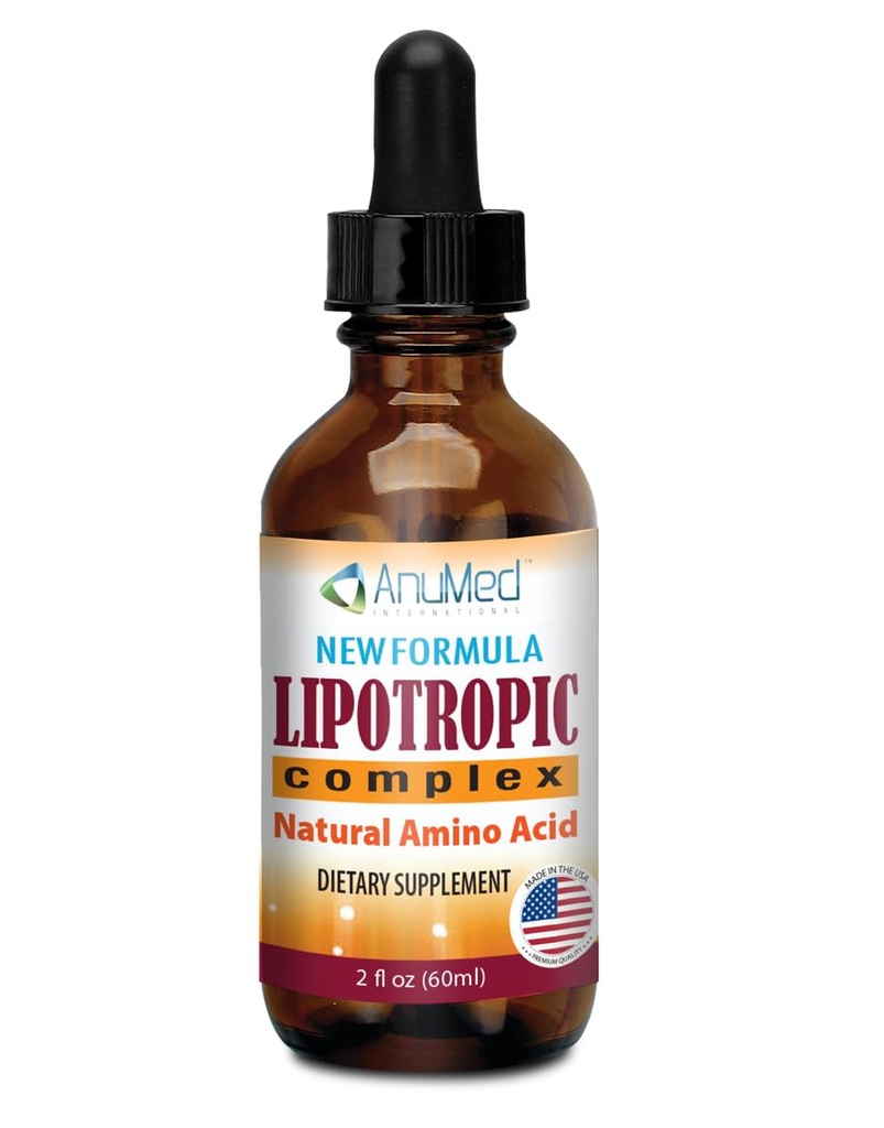 ANUMED - Lipotropic Complex Picături lichide cu vitamina B12, B6, Acid folic, colină, Inositol pentru Sănătatea Ficatului, Cleanser Natural, Detox + Boosts Nivele de energie naturală. Vegan, Non-GMO, Gluten-Free (2oz)