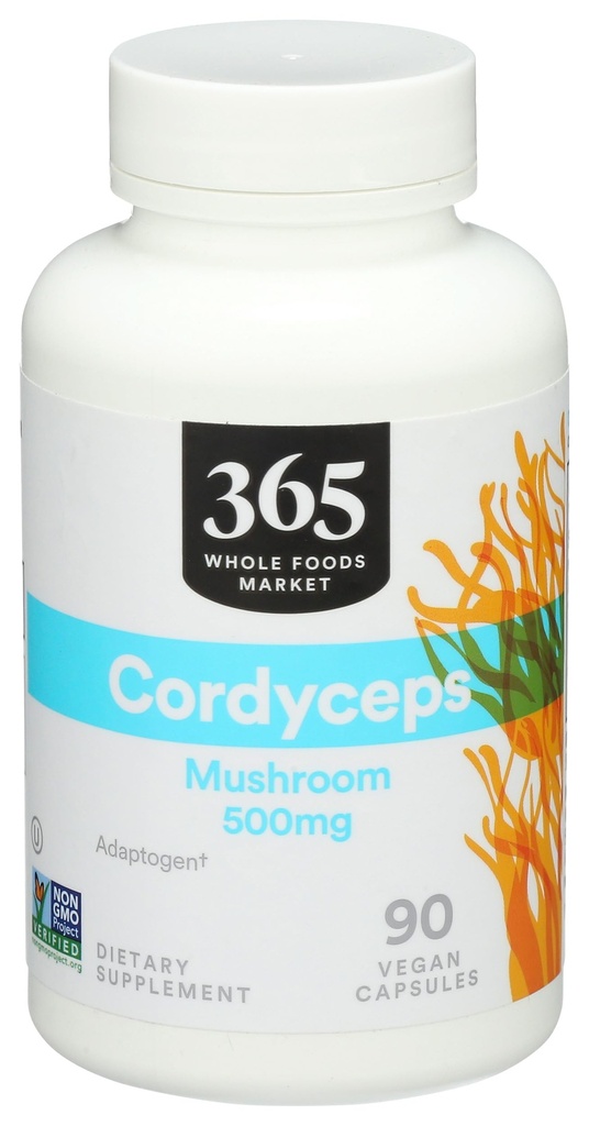 365 de Whole Foods Market, Cordyceps Mushroom Vegan Capsules, 500mg, 90 Conte