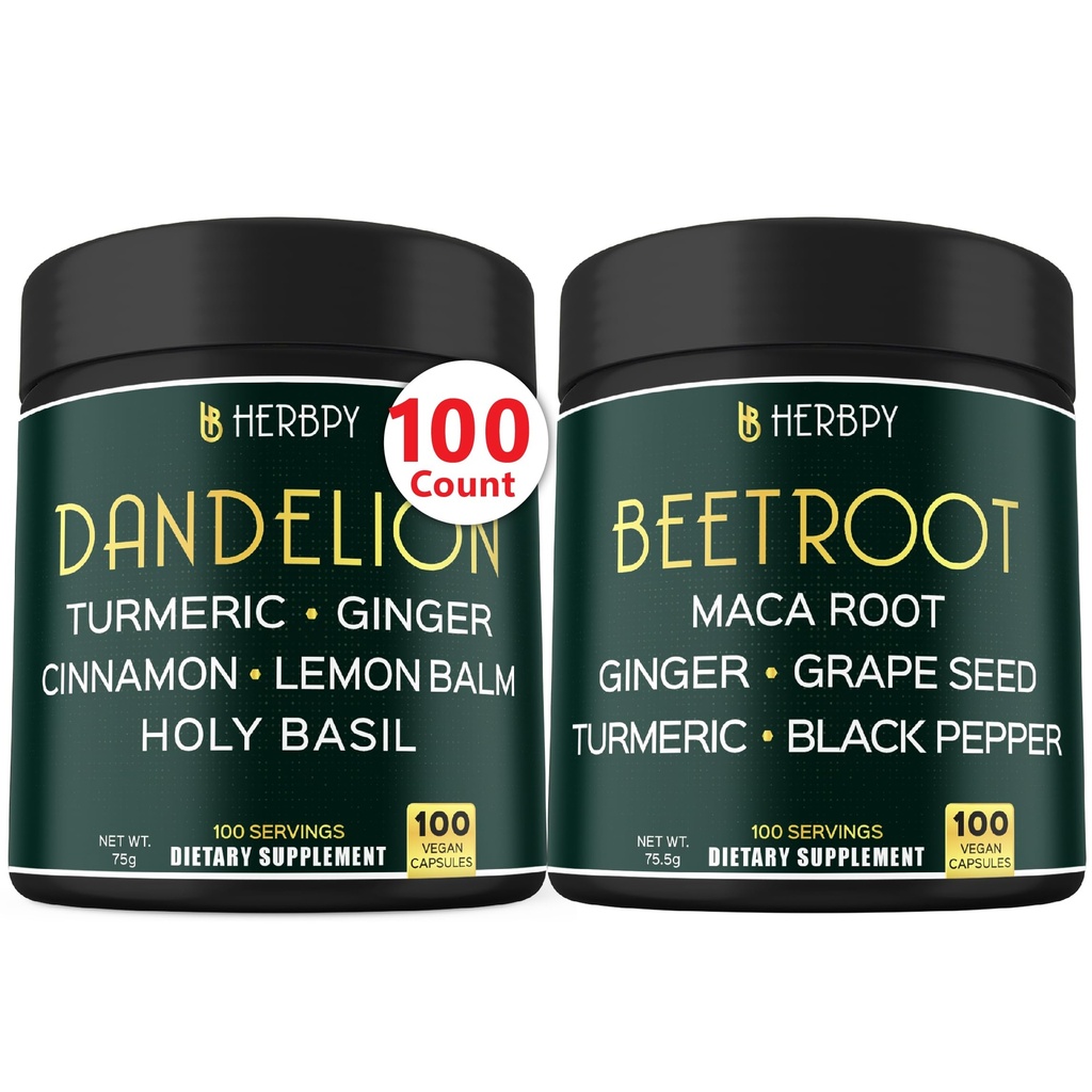 Bundle 6in1 Suplimentul de păpădie & 6in1 capsule rădăcină de sfeclă - Suport Digestive, Imun și Heart Health