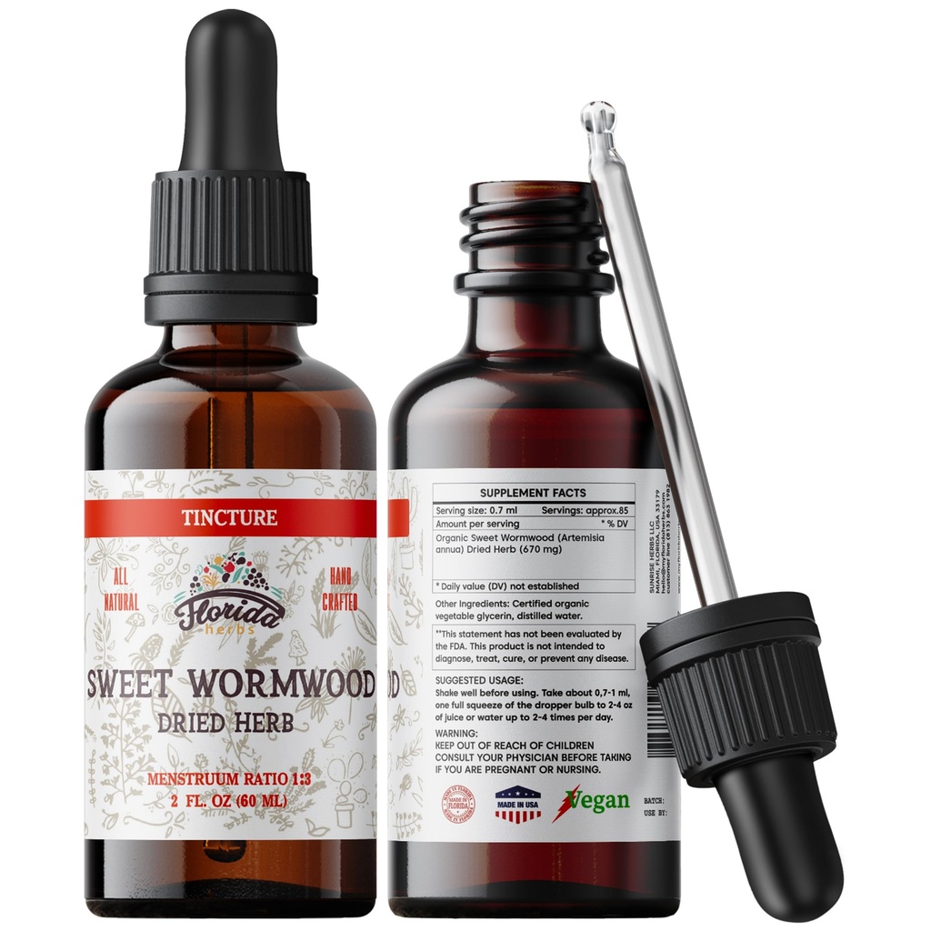 Sweet Wormwood Organic Tincture - Natural Intestinal Cleanse și Digestive Curățenie Supliment - Wormwood Herb Extract pentru Detox - Made in USA - 2 Fl Oz (Sweet Wormwood - 2 Fl Oz)