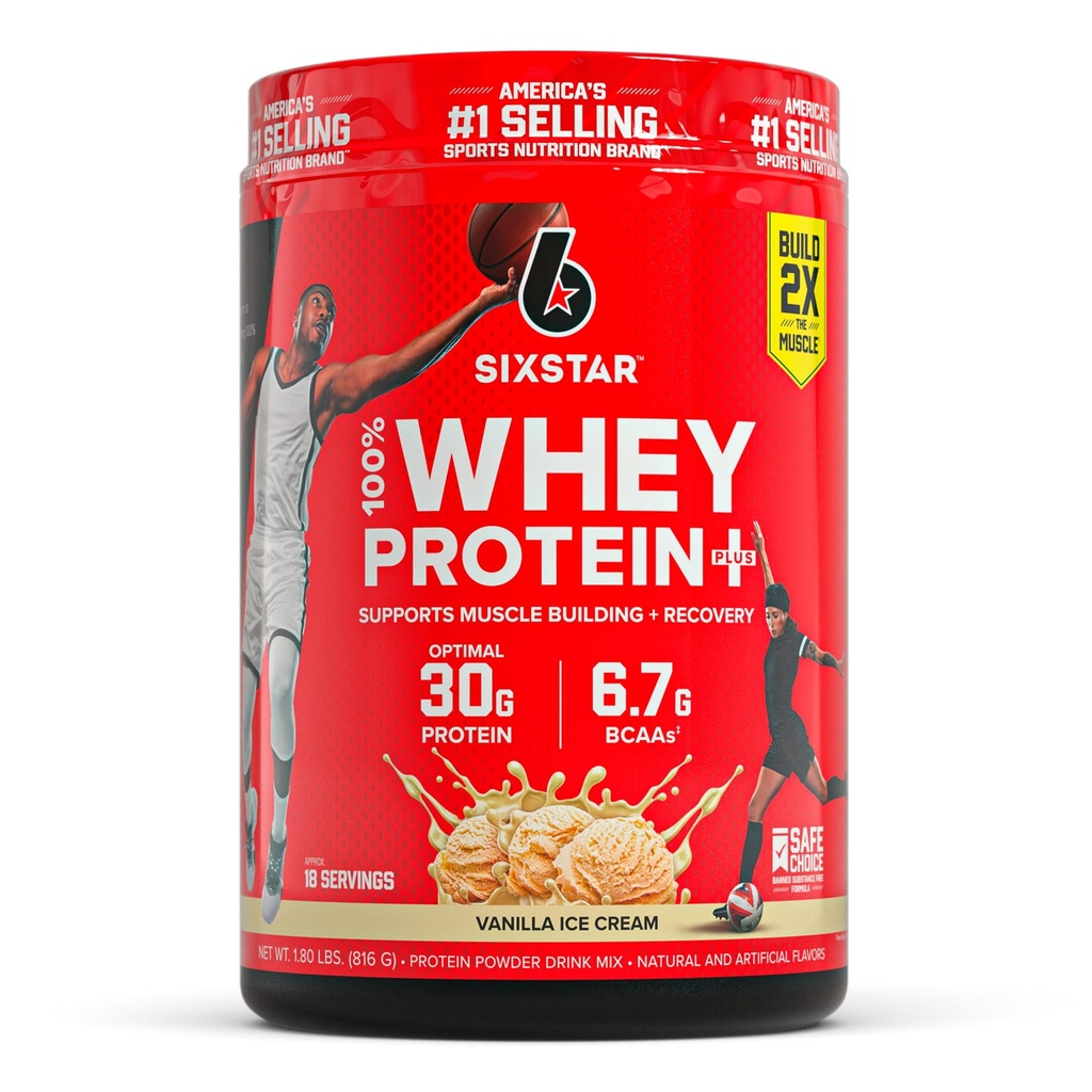 Six Star Whey Proteine Powder Plus - Muscle Building & Recovery Formula cu Whey Izolate Powder, BCAAs, 30g Proteine, Suport imunitar - Post-Workout Supliment - Vanilla Cream, 1.8 lbs