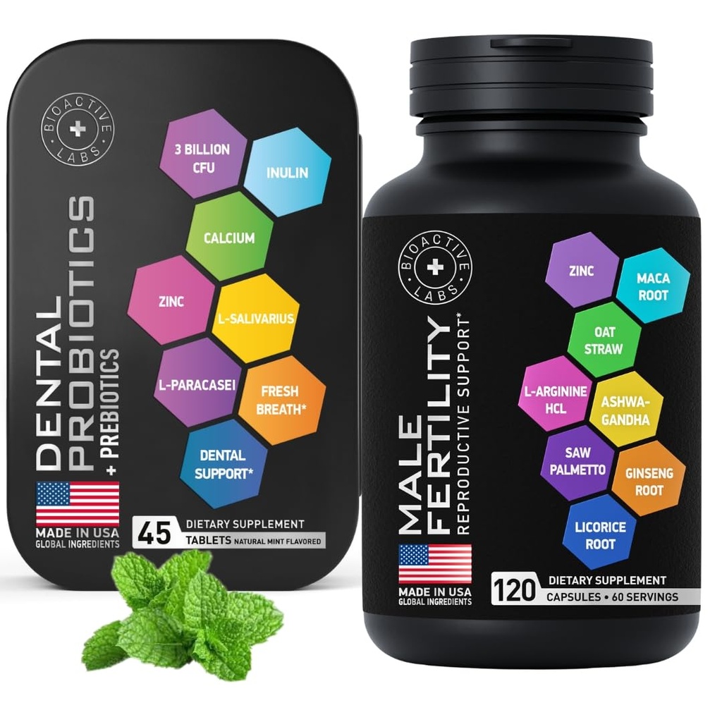 Suplimente de fertilitate pentru bărbaţi şi probiotice dentare în Tins Masculin Bundle