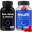 NutraChamps Ficat Cleanse Detox Capsule și (2-Pack) Multivitamine masculine Gummies Bundle