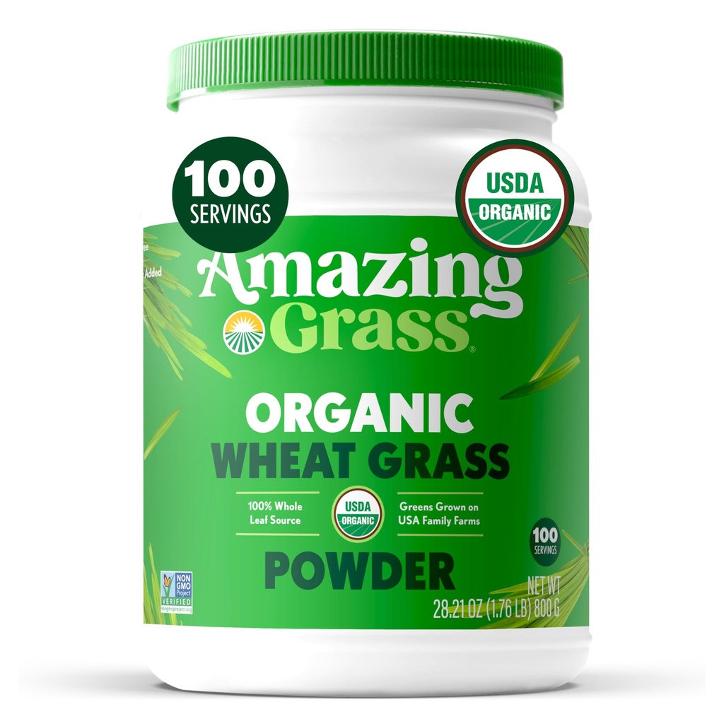 Uimitoare Grass Grass Grass pulbere: 100% Whole-Leaf Grass pulbere pentru energie, Detox & Imunitate suport, Clorofila furnizarea de verzi, 100 Serviri