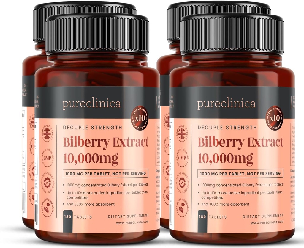 Extract de bilberry 10.000 mg x 720 comprimate (4 sticle) - 10 X Mai multe antocianide per comprimat decât cele mai multe altele