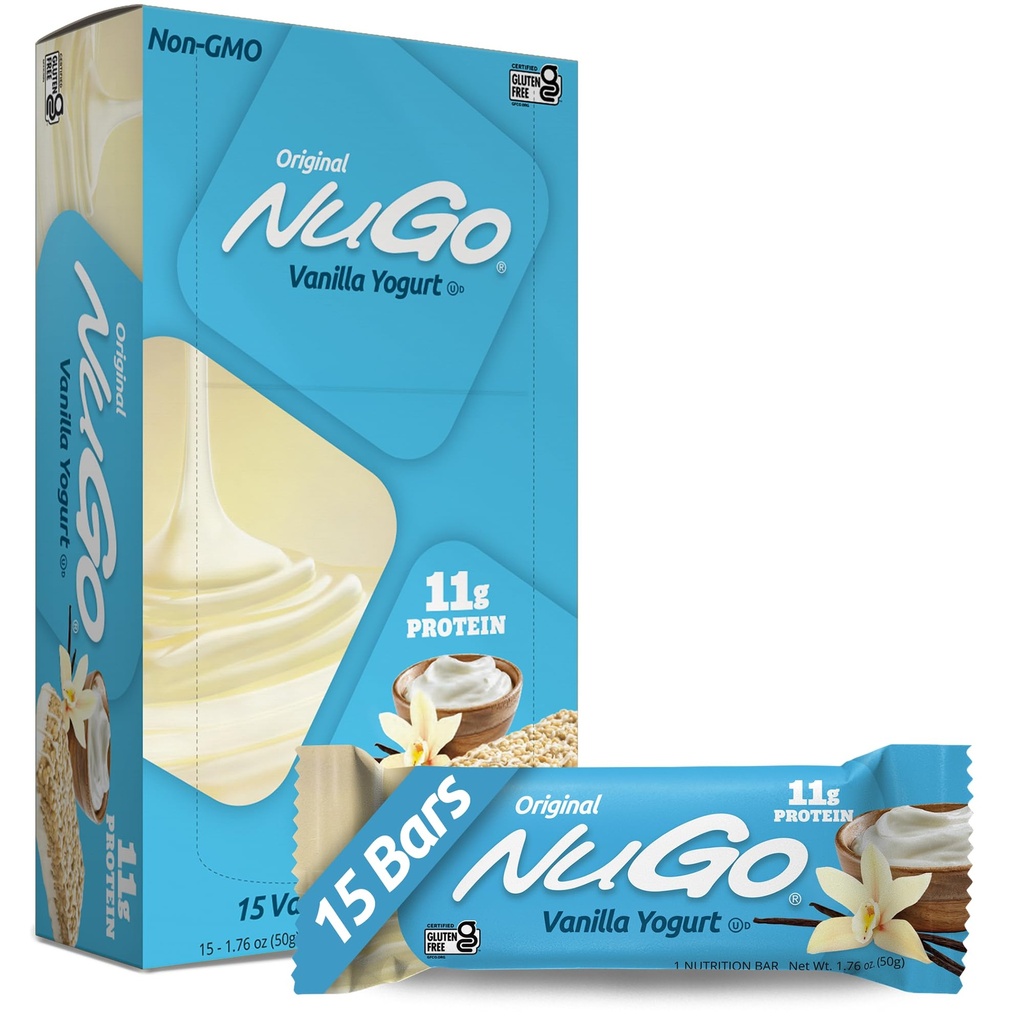 NuGo Proteine Bar, Vanilla Yogurt, 11g Proteina, 170 Calorii, Gluten gratuit, 1.76 Ounce fiecare, 15 Count (Pachet de 1)
