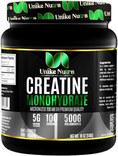Pure Creatin Monohidrat pulbere Supliment, fără aromă, Suportă energie musculară vrac, recuperare, & Putere - Creatina Supliment pentru bărbaţi şi femei - 500G, 5000 mg per Serv (5g) - 100 Serviri