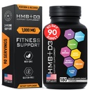 Suplimente HMB cu vitamina D3 - 1000 mg beta- hidroxi-beta-metilbutirat de calciu per servire pentru creşterea musculară, rezistenţă şi recuperare - 180 capsule HMB fără gluten, non-GMO, alimentare cu 3 luni