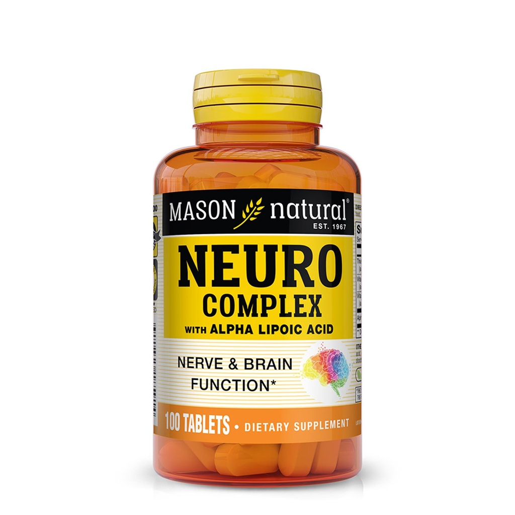 MASON NATURAL Neuro Complex cu Alpha Acid lipoic & Vitamina B12, potrivit pentru vegetarieni, 100 comprimate