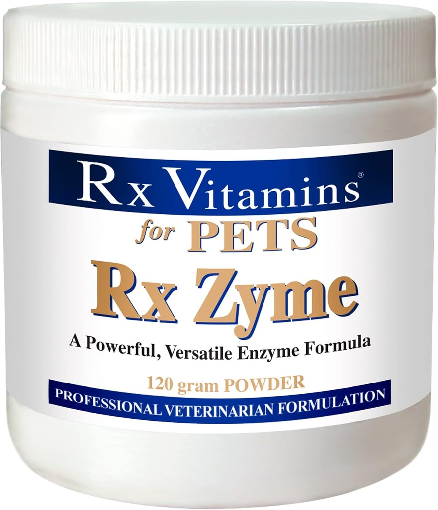 Rx Vitamine pentru animale de companie Rx Zyme pentru câini și pisici - Ajutor Disconfort gastrointestinal - Adăugați la alimente - 120g pulbere