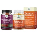 Bundle de extra puterea Capsulele Hawthorn Berry - Suplimentul pentru sanatatea inimii si Curcumina Turmeric de sprijin imun Gumies - Booster imunitar Gume de turmeric pentru sprijin comun si ingrijirea avansata a pielii
