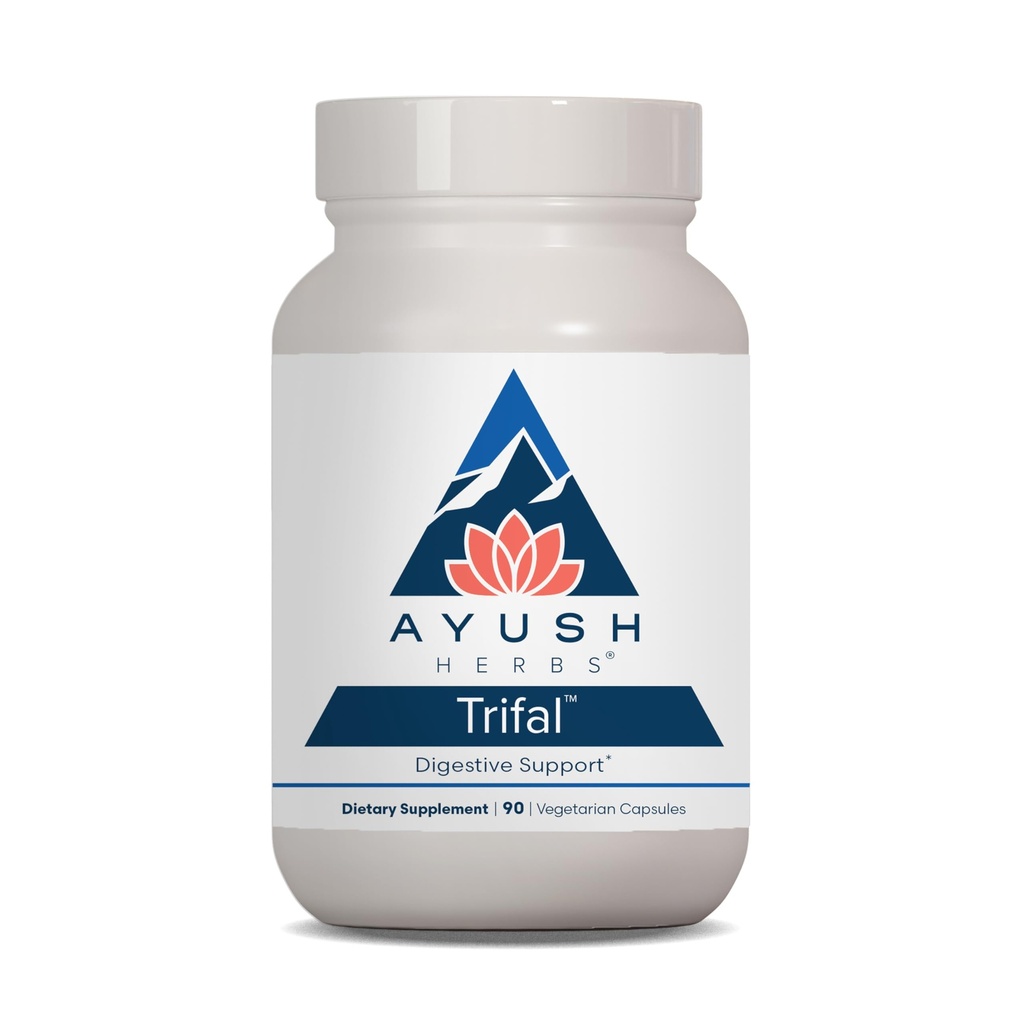 Ayush Herbs Trifal Digestive Suport cu Amla - Triphala Supliment pentru femei si barbati, Promoveaza Digestie echilibrata, Antioxidant bogat, Făcut cu ingrediente organice - 90 Capsule vegetariene (1 Conte)