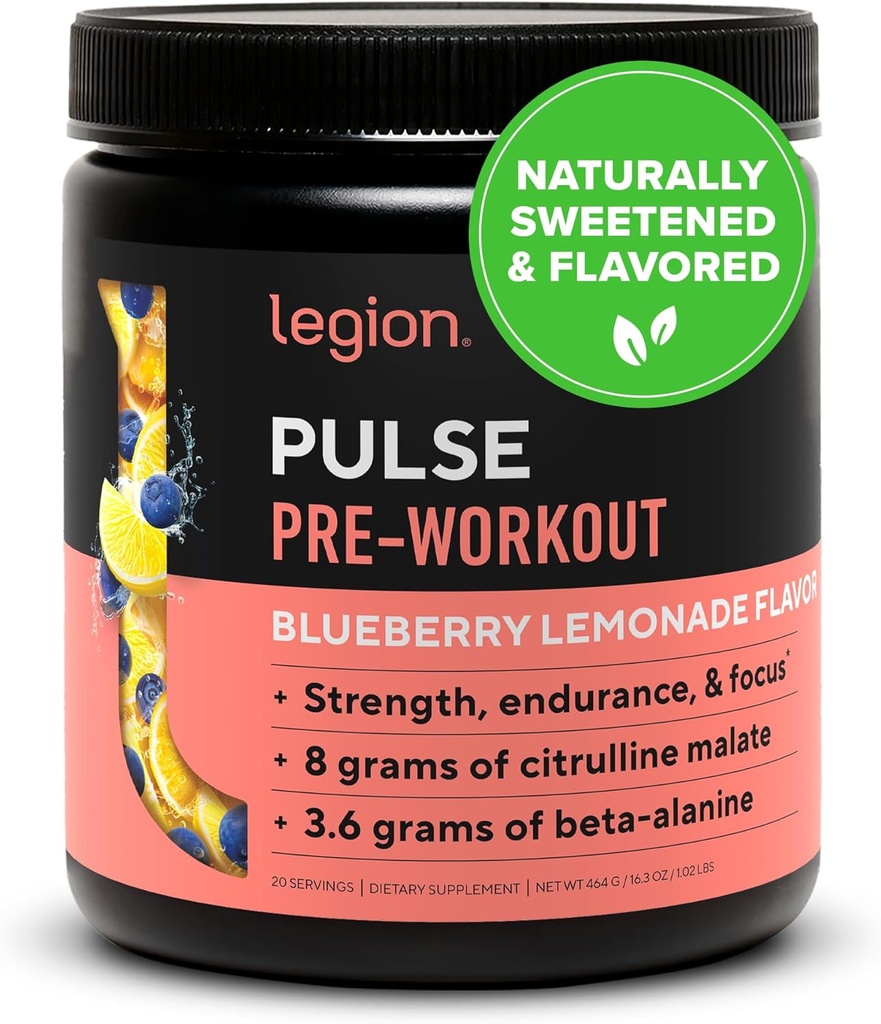 LEGION- Toate naturale oxid nitric Preworkout băutură pentru stimularea energiei, Creatine gratuit, natural îndulcit, Beta Alanine, Citruline, Alpha GPC (Blueberry Lemonade)