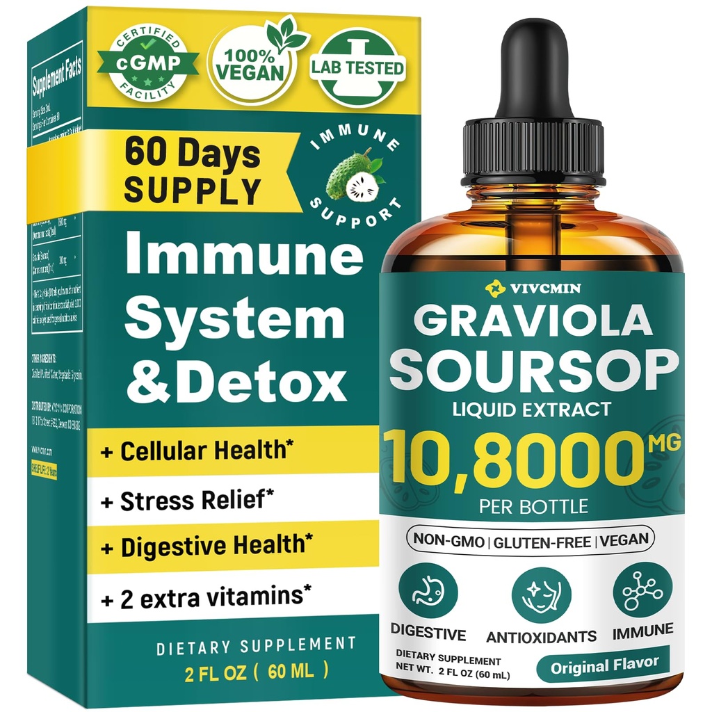 Graviola Soursop Leaf Extract lichid - Soursop Bitters lichid, Suport Immune, Relaxa, Ficat și Somn 