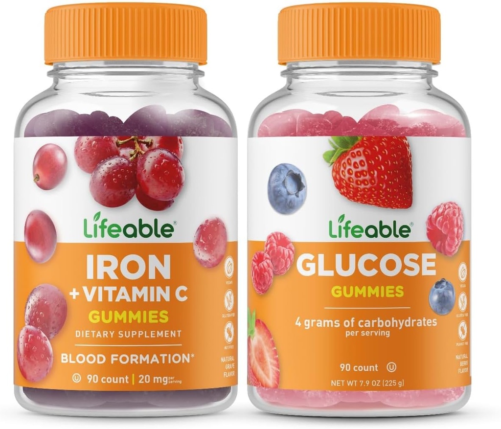 Fier viu cu vitamina C + glucoză, gume Bundle - mare degustare, supliment de vitamine, gluten gratuit, OMG gratuit, guma de mestecat