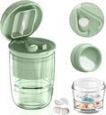 Pill Cutter Splitter cu Dispenser, Pilula Cutter pentru pastile mici sau mari, Crushes pastile, Vitamine, Tablete, Lama de oțel inoxidabil, Cupa de băut detașabil (Green-1)