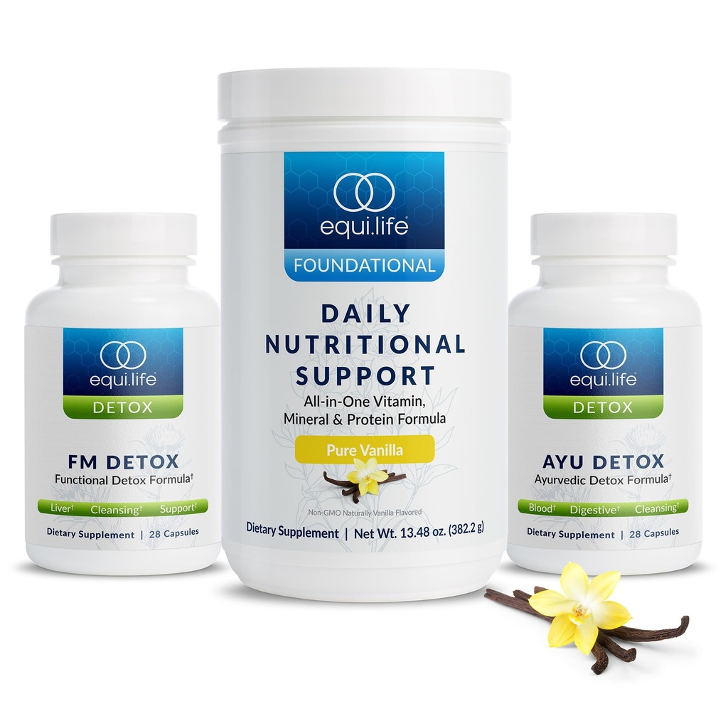 Equilife Dr. Cabral Detoxifiere, program de 7 zile cu proteine pe bază de plante, vitamine, aminoacizi, & Minerale pentru a sprijini echilibru corp complet, Masă de schimb pulbere, Vegan, Gluten gratuit, Vanilie, 14 Serviri