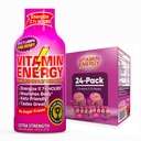 Vitamina Energie B12 11,000% Extra Putere Energie Shot Pink Berry 24 Pack, 260mg Natural Cafeina, B12 & B6, Nootrop Focus, Vitality, Zero Zahăr, Gluten-Free, Vegan, Kosher, 1.93 fl oz