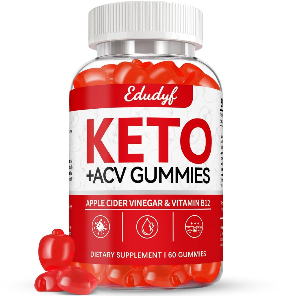 Keto ACV Gummies - 60 Conte Gluten-Free, Gelatină-Free Apple Cidru Gummies cu B12 pentru Keto Support, Vegetarian, Unique Flavor, Convenabil supliment îmbuteliat pentru bărbați și femei