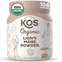 KOS Organic Lion's Mane Powder - Natural Nootropic Superfood - Vegan Functional Mushroom, Plant based, USDA Certified, Non-GMO, Soy & Gluten-Free - 104 Servings