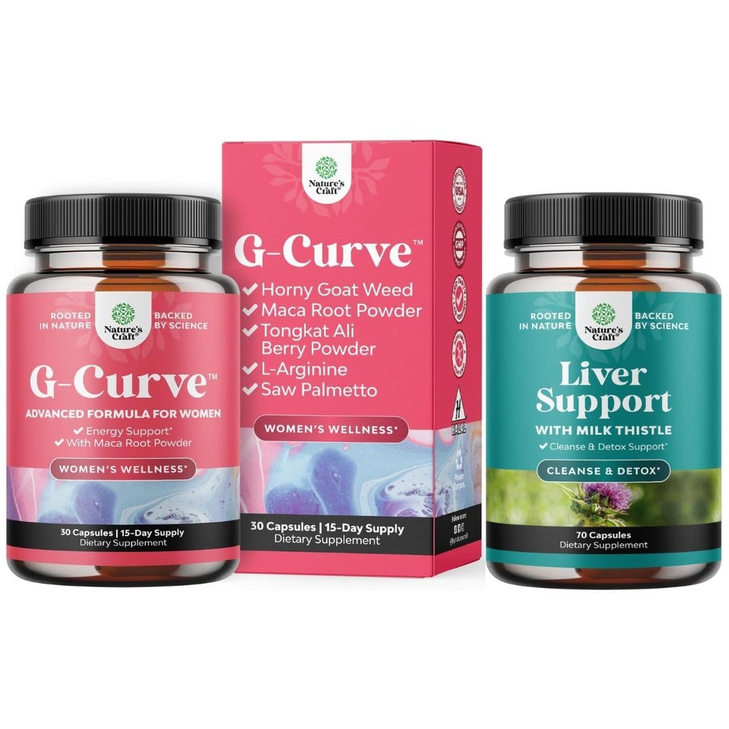 Bundle of G Curve Horny Goat buruieni pentru femei - Energetic Energetic Mood Performance and Herbal Liver Support Milk Thistle Supplement with Dandelion Root, Choline, Beetroot & Anghinare extract