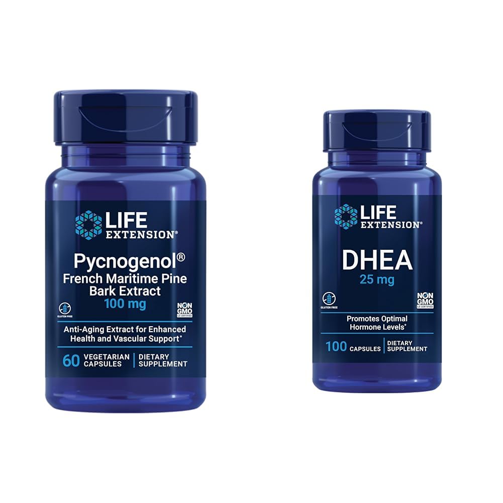 Life Extensie franceză extract de pin maritim Bark cu DHEA Hormon echilibru - 60 capsule Pycnogenol & 100 capsule DHEA 25 mg