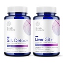 Biocidein G.I. Detox+ Gentle Binder & Liver GB+ Gallbladder Suport hepatic - Ajutor pentru optimizarea eliminării toxinei și a digestia de grăsime - Charcoal activat, Zeolit, TUDCA & Bitter Herbs (2 Produse)