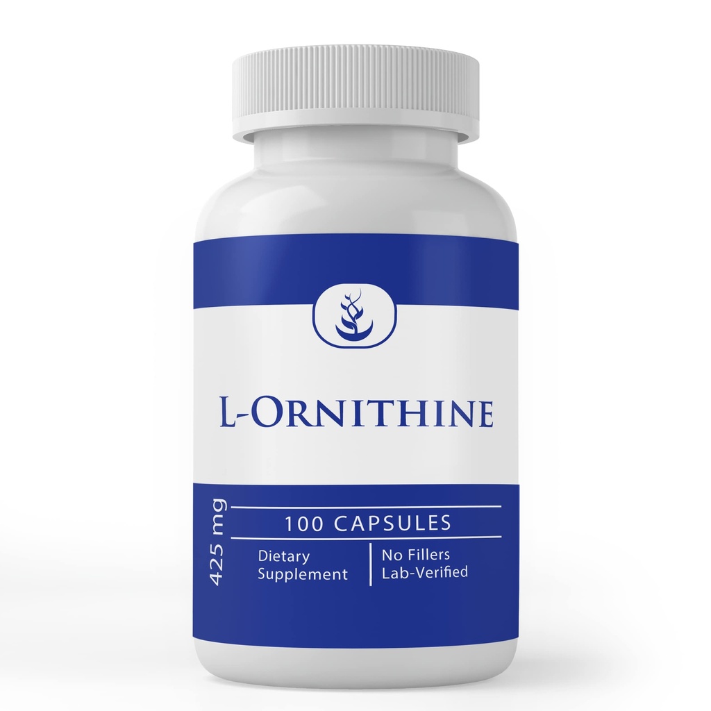 Ingrediente originale pure L-Ornithine, (100 capsule) întotdeauna pură, fără aditivi sau Fillers, Lab verificat