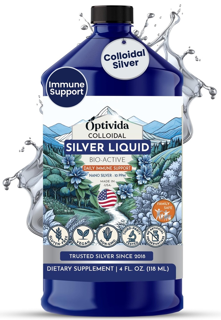 Optivida Health Lichide de argint coloidal (32 oz) 