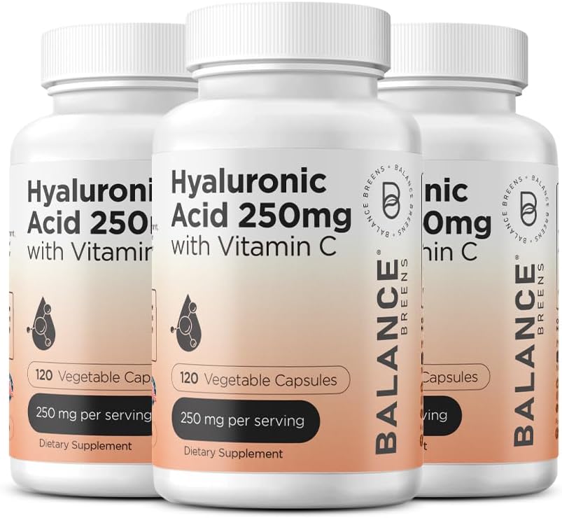 Pure Acid hialuronic Supliment 250mg cu vitamina C 50mg, 120 capsule Vegane - Hidratarea pielii pentru luciu natural, păr, unghii, Bone & Joint Health Formula