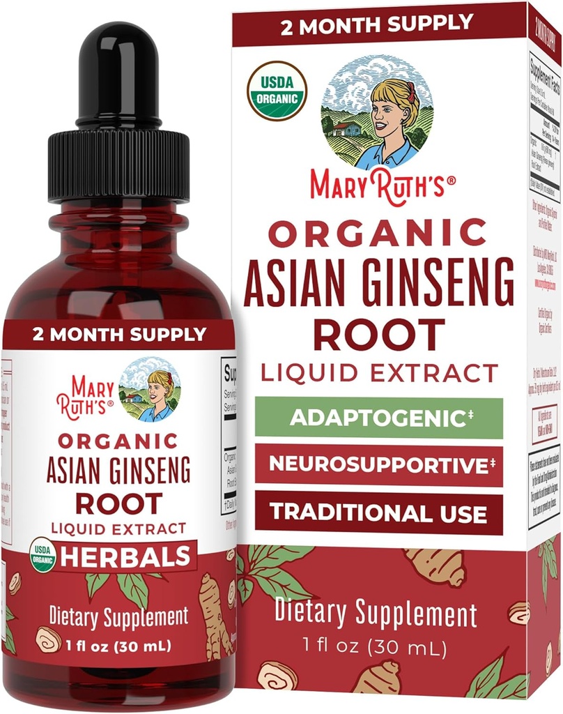 MaryRuth Organics Suplimentul Herbal picătură, Antioxidant, Boost Energy, Pachet de 1, Ginseng Root pentru Vitalitate, Sprijină Focus și Rezistență, Vegan, Non-GMO, Gluten Free, 1 Ounces fluide