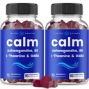 NutraChamps calm Gummies, Stressse Gummies Supliment cu Ashwagandha, L-Theanin, GABA, Vitamina B6 & Lemon Balm, 90 Gummies (Pachet de 2)