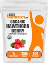 BulkSupplements.com Organic Hawthorn Berry Extract pulbere - Hawthorn Berry Supliment - Herbal & Gluten gratuit, 1g per Serving, 250g (8,8 oz) (Pachet de 1)