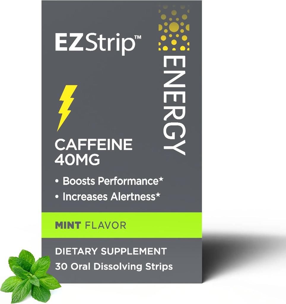 Suplimente energetice - aroma menta, 30 Count - Distrugerea benzi cu 40mg Cafeina pentru a ajuta la energizarea ziua ta și creșterea performanței - Made in Statele Unite ale Americii, zahăr și gluten-gratuit