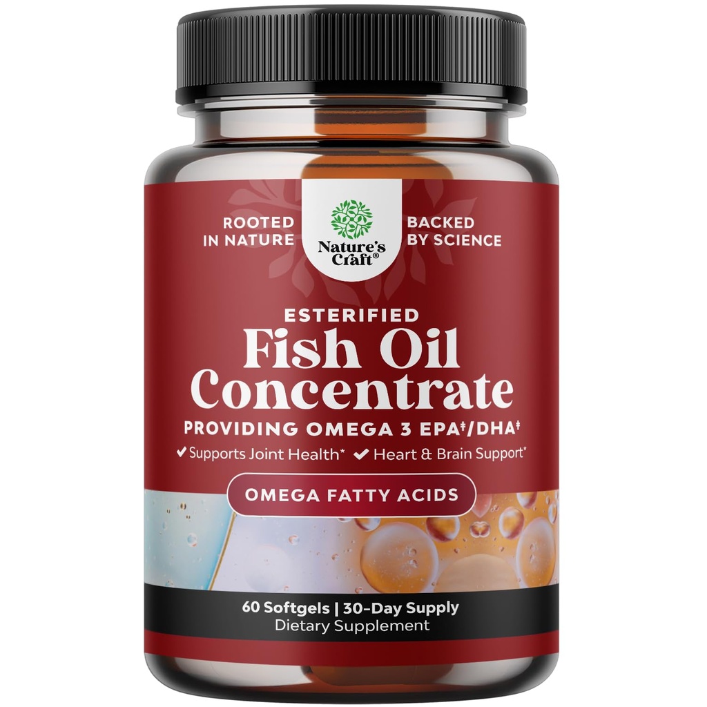 Omega 3 supliment de ulei de pește - EPA DHA ulei de pește Omega 3 Supliment cu vitamine imune Booster creier - Burpless 2000 mg per Servire pentru Mood Boost suport hepatic și suport de ajutor PMS
