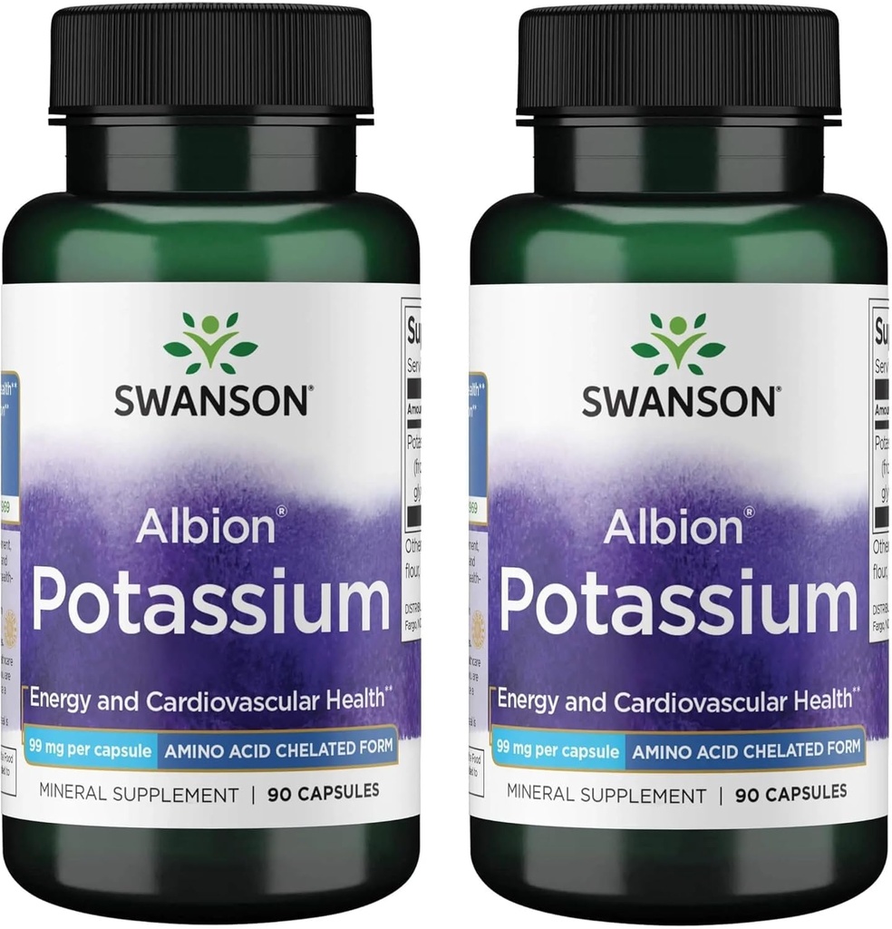 Swanson Albion Complexat Potasiu 99 Milligrame 90 Capsule - (2 ambalaj)