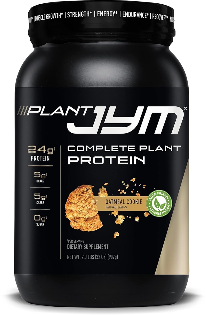 Plant JYM fulgi de ovăz cookie Gourmet Dairy Proteină vegetală gratuită pentru recuperare, 5g BCAA, Lactoză gratuit, Gluten gratuit pentru bărbați și femei 2lbs