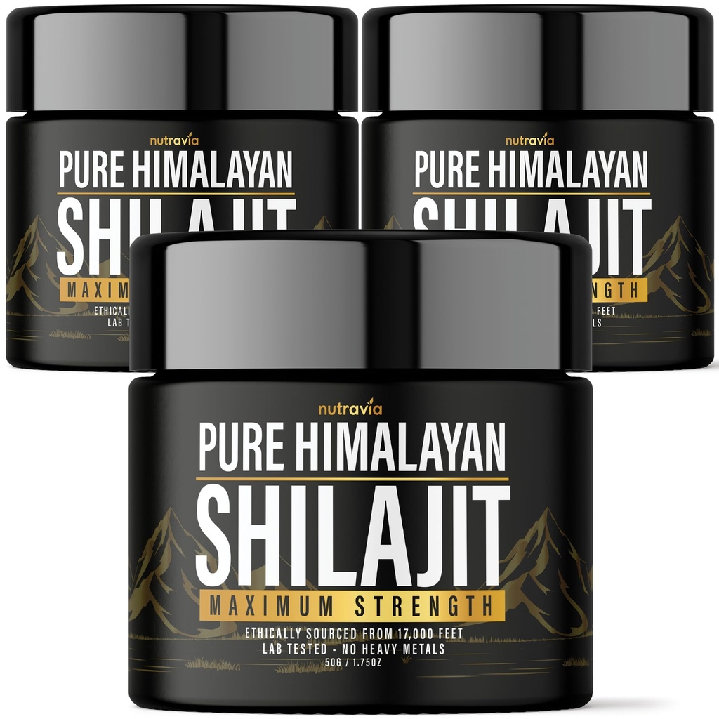 (3 Pack) Shilaj Pure Himalayan Organic Resin - Lab natural testat Formula pentru bărbați, Femei - Nu Heavy Metals - 600mg Max Putere cu 85+ Trace Minerale Grad de aur Shilaj Supliment