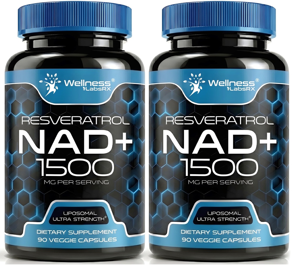 wellness LABSRX NAD Supliment, 1500mg - Liposomal NAD+ Supliment cu Resveratrol, NAD Plus Boostting - Suport Cellular Health, Rezistenta si imbatranire sanatoasa - Capsule Ultra, Statele Unite ale Americii Made - 2 ambalaj