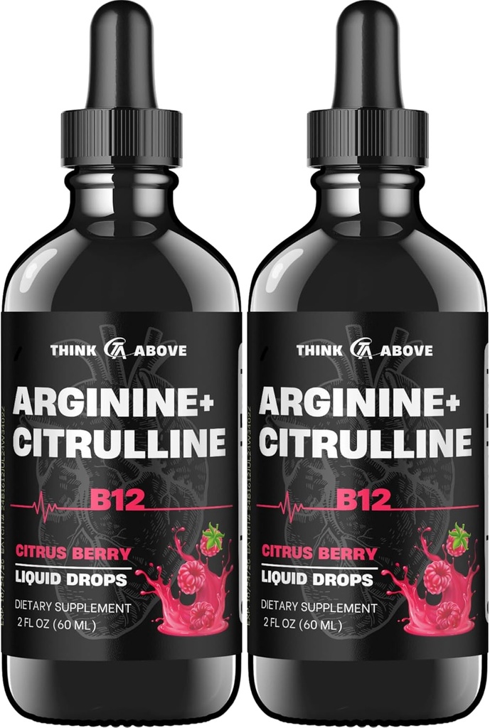 L-Arginină + L-Citrulină + B12 picături lichide, Citrus Berry Flavor, 2 fl oz, Pachet de 2